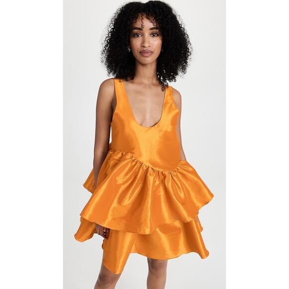 Kika Vargas Valeria Dress in Golden Orange Mini Sleeveless Size Medium - Picture 1 of 11